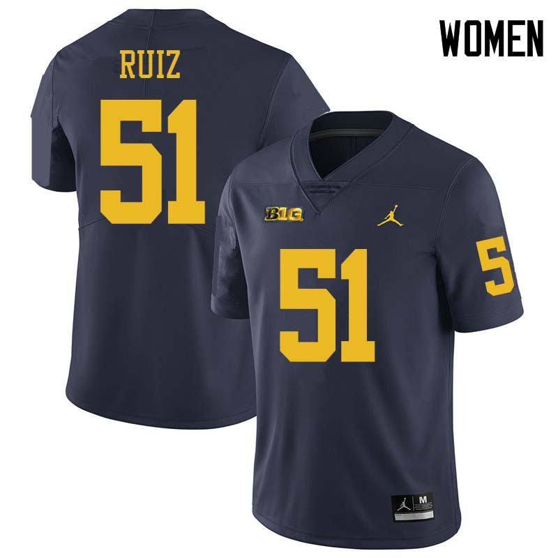 Jordan Brand Women #51 Cesar Ruiz Michigan Wolverines College Football Jerseys Sale-Navy